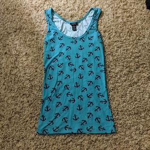 NWOT Blue Anchor Design Print Tank Top